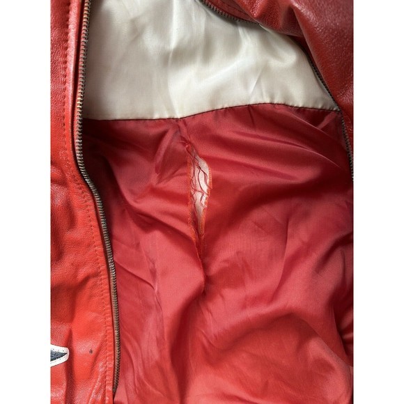 Vintage USA Michael Hoban Mens Patrotic Leather Bomber Jacket WHEREMI 1991 XL - Picture 3 of 7